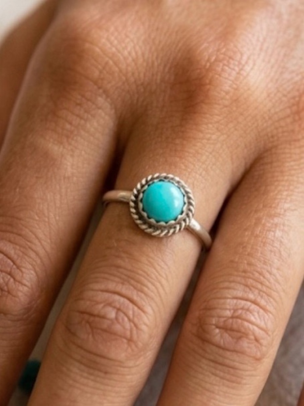 Native American style Sterling silver & turquoise ring Size 6.5